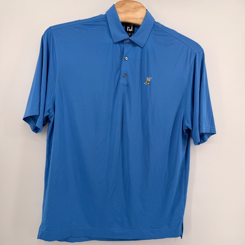 FootJoy Polo Shirt Men's XL Blue ProDry Performance Micro Stripe Bee Golf Logo